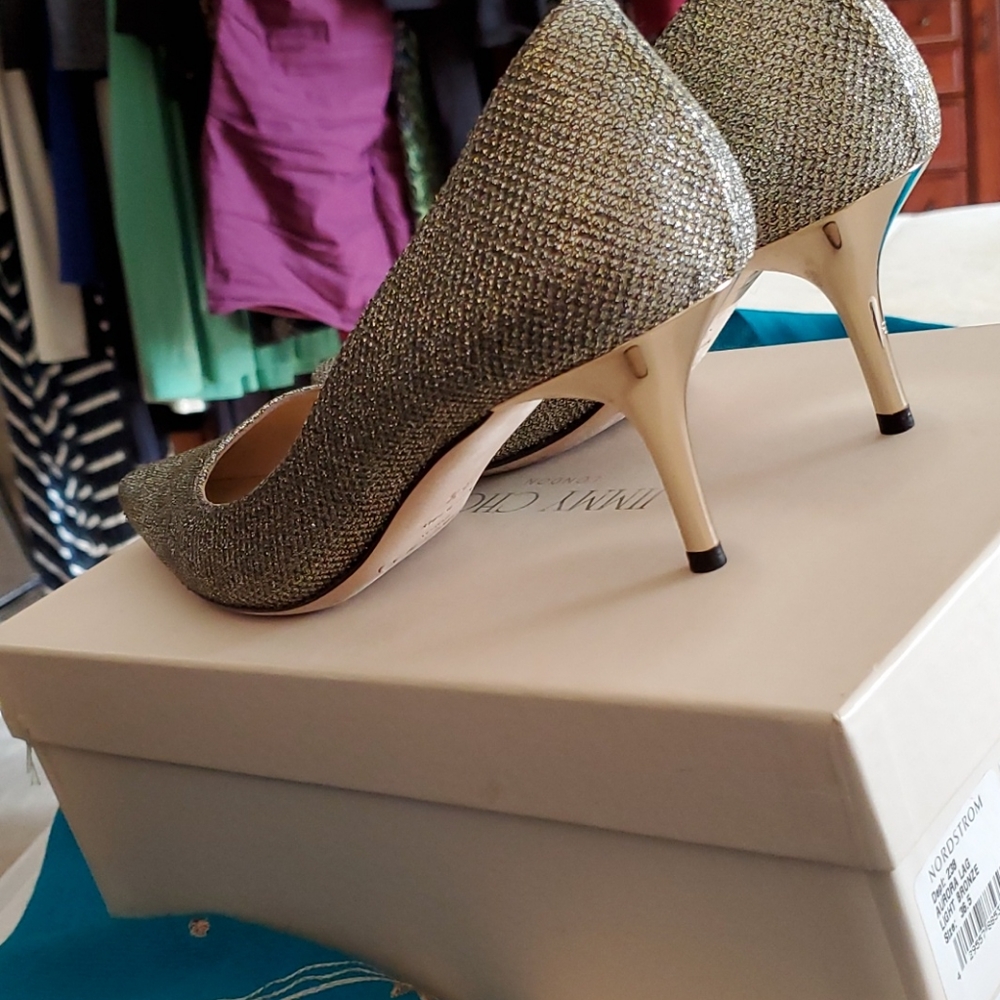 Jimmy Choo Aurora Glitter Pumps Sz 6.5